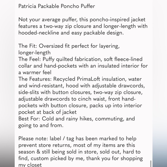 Free People Patricia Packable Puffer Size Medium NWT - Picture 4 of 16